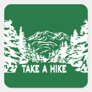 Take a Hike quote monochrome mountain landscape Square Sticker