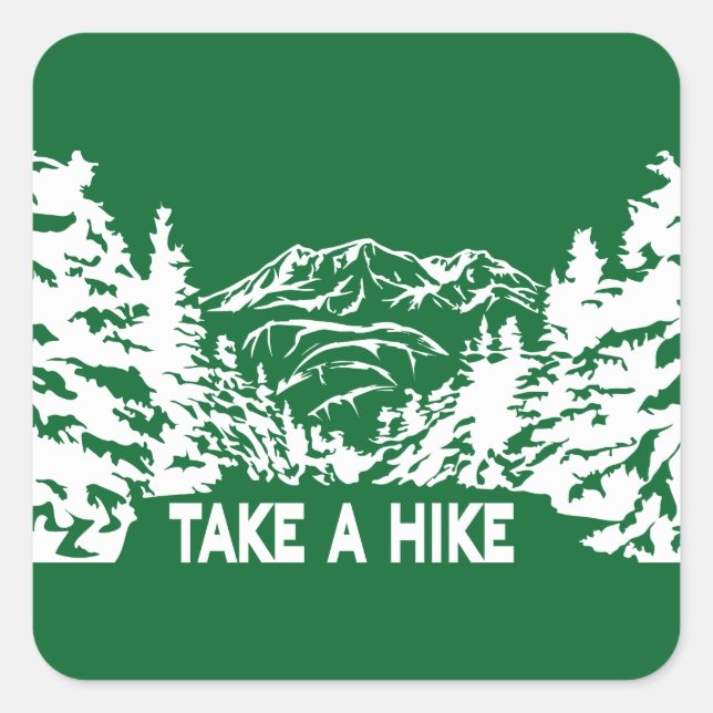 Take a Hike quote monochrome mountain landscape Square Sticker (Front)