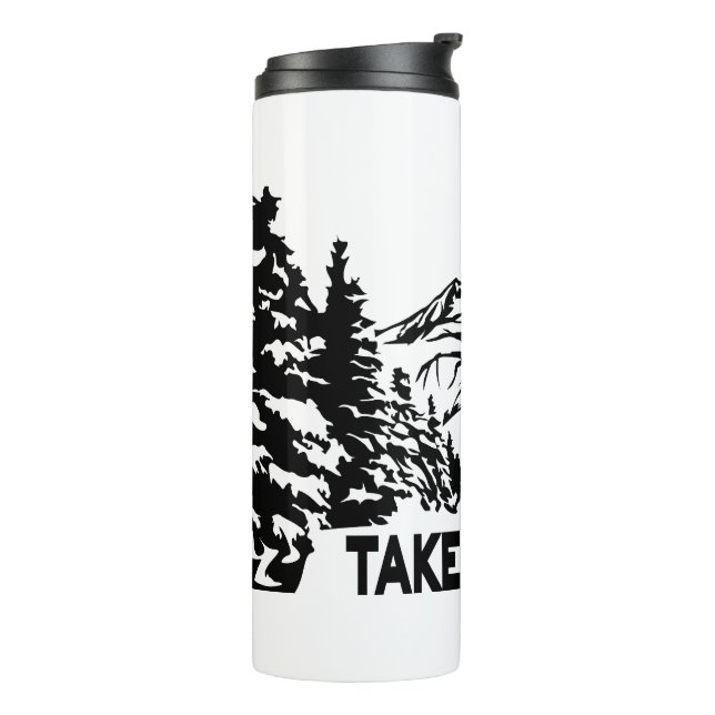 Take a Hike quote monochrome mountain landscape Thermal Tumbler (Rotated Left)