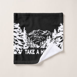 Take a Hike quote monochrome mountain landscape Wash Cloth