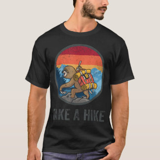 Take A Hike Retro Hiker Sloth Hiking Trekking Fun T-Shirt