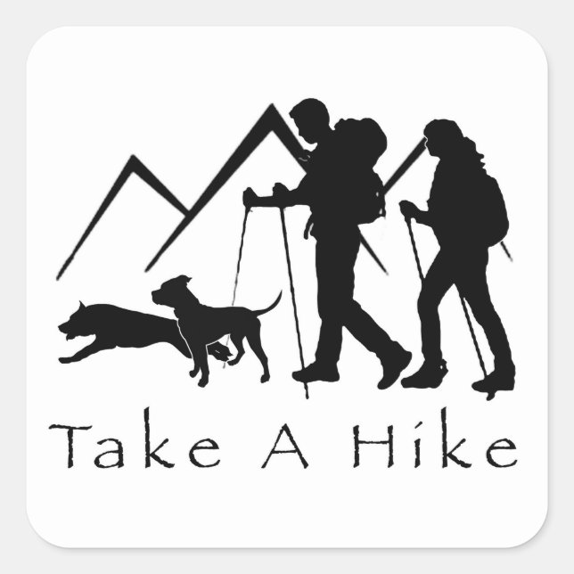 Take a Hike Sticker- Pitbulls Square Sticker (Front)