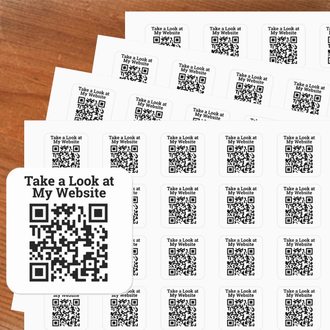 Take a Look at My Website Online QR Code Design Square Sticker (Creator Uploaded)