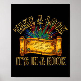 Take a look in a book ancient book reading art poster