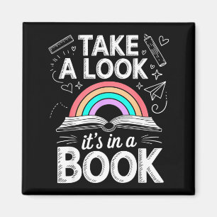 Take a look in a book chalkboard team bookworm magnet