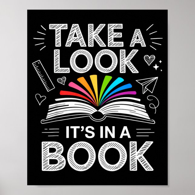 Take a look in a book chalkboard team bookworm poster (Front)