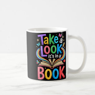 Take a look in a book rainbow art bookworm coffee mug