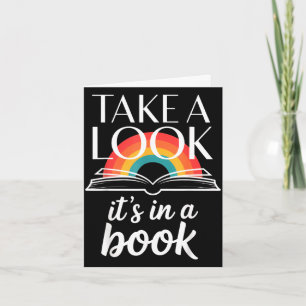 Take a look in a book retro reading bookworm card