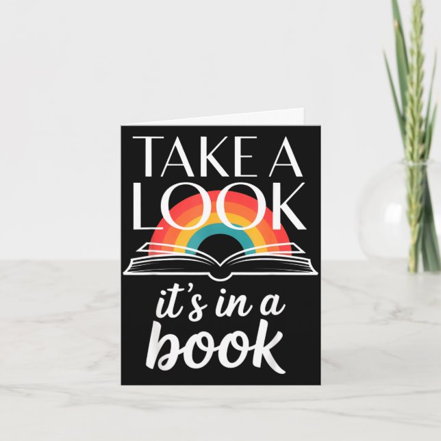 Take a look in a book retro reading bookworm card (Front)