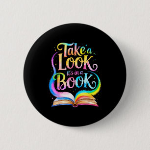 Take a look in a book watercolor team bookworm 6 cm round badge