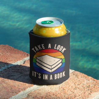 Take a look it's in a book retro rainbow can cooler