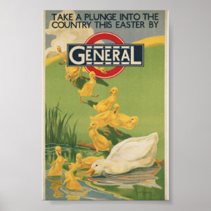 Take a plunge into the country! Vintage Advert Poster