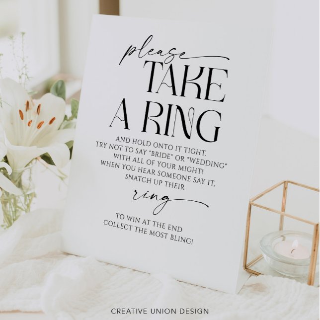 Take A Ring Game Bridal Shower Game ign Pedestal Sign (Creator Uploaded)
