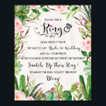 Take a Ring Game Fiesta Cactus Bridal Shower Poster<br><div class="desc">DON'T SAY BRIDE OR WEDDING GAME!
Featuring elegant watercolor succulents,  blush pink roses and modern calligraphic lettering.</div>