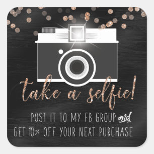 Take a Selfie Customer Loyalty Sticker Black Paint