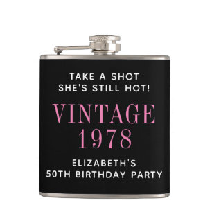 Take a Shot 50th Birthday Party Hip Flask