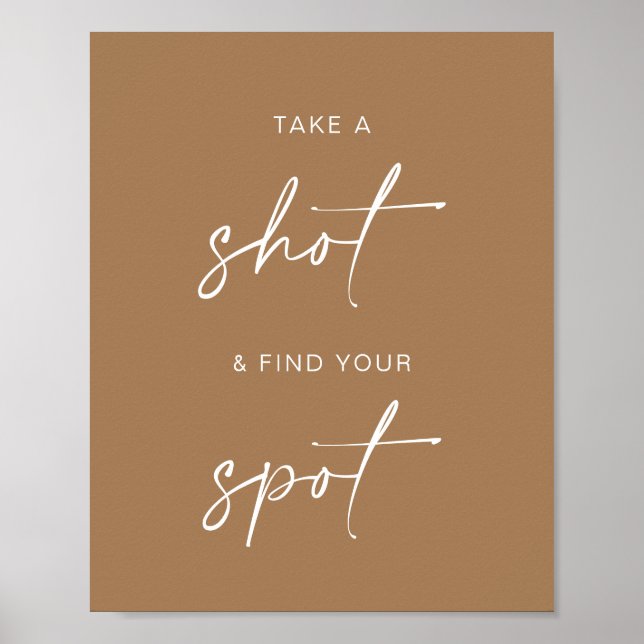 Take a Shot + Find Your Spot | Minimalist Wedding  Poster (Front)