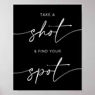 Take a Shot + Find Your Spot   Minimalist Wedding  Poster