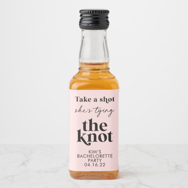 Take a Shot She's Tying the Knot Wedding Favour  L Liquor Bottle Label (Front)