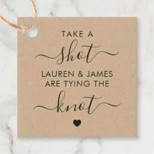 Take a Shot They're Tying the Knot Wedding Favour Tags