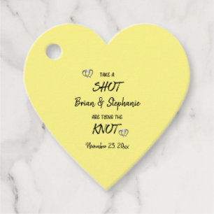 Take A Shot Tying The Knot Personalised Heart Favour Tags