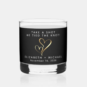 Take A Shot We Tied The Knot Black Wedding Whiskey Glass