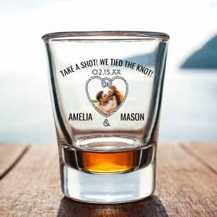 Take a Shot We Tied the Knot  Glass