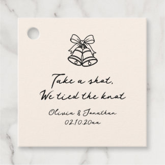 Take a Shot We tied the Knot Hand Drawn Wedding Favour Tags