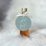 Take a Shot, We Tied the Knot Wedding Favour Tags<br><div class="desc">Get the party started with these cute favour tags designed to attach to shot glasses or mini liquor bottles. Design features "take a shot, we tied the knot" in classic serif and calligraphy script lettering on a dusty sage green background. Personalise with your initials and wedding date beneath. Perfect for...</div>