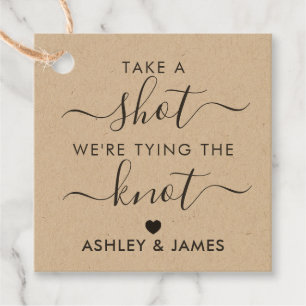 Take a Shot We're Tying the Knot Wedding Favour Tags