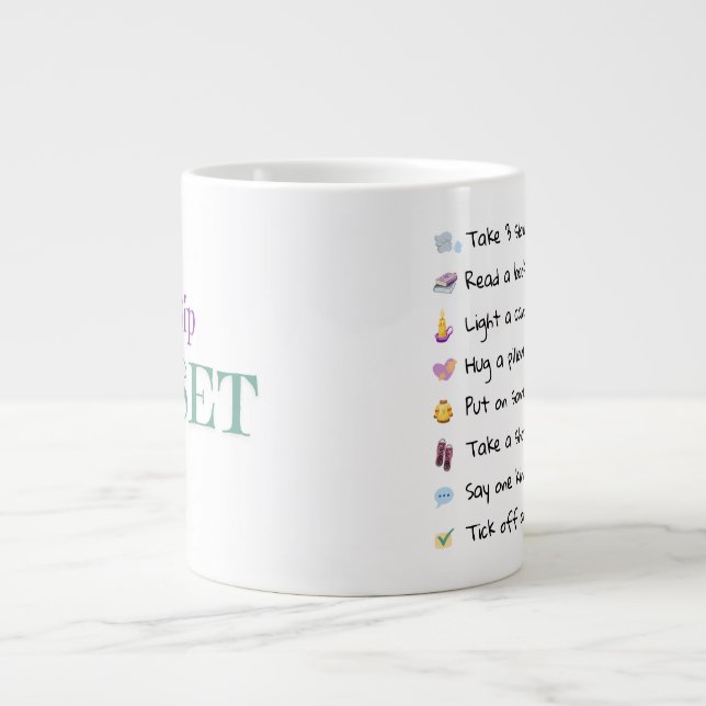 Take a Sip & Reset Mug – Motivational Check List (Front)