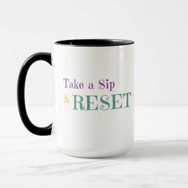 Take a Sip & Reset Mug – Motivational Check List (Left)