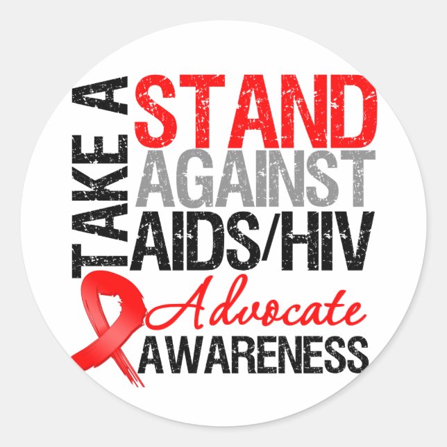 Take a Stand Against AIDS HIV Classic Round Sticker (Front)