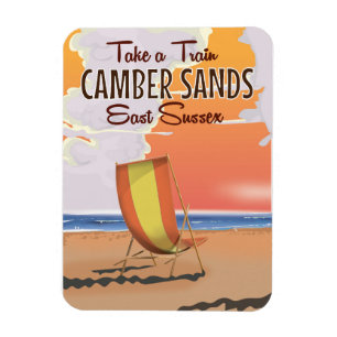 Take a train to Camber Sands Travel Poster Magnet