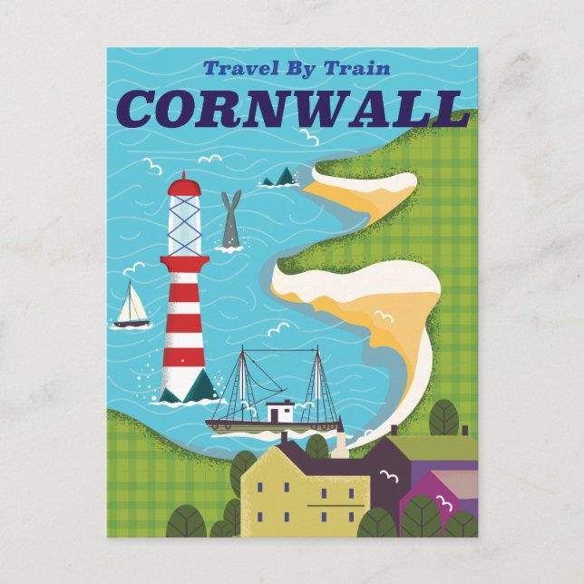 Take a train to Cornwall Invitation Postcard (Front)