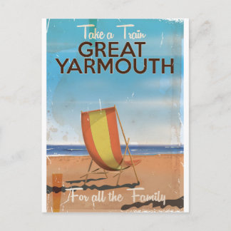 Take a Train to Great Yarmouth travel poster. Postcard