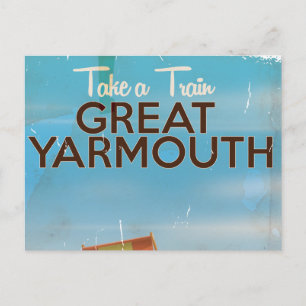 Take a Train to Great Yarmouth travel poster. Postcard