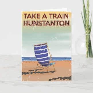 Take a train to hunstanton vintage travel poster holiday card