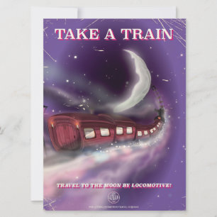 Take a train to the moon cartoon poster