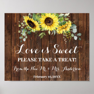 Take a Treat Bridal Shower Wedding Sunflower Sign