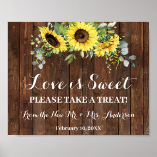 Take a Treat Bridal Shower Wedding Sunflower Sign