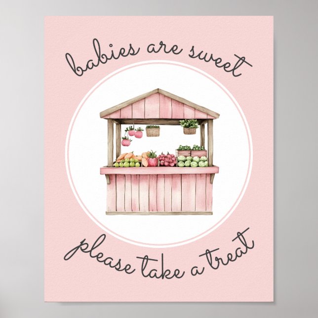 Take a Treat Pink Farmers Market Baby Shower Poster (Front)