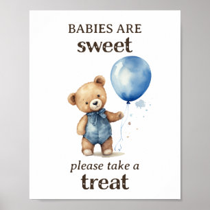 Take a Treat Teddy Bear Boy Baby Shower Poster
