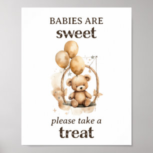 Take a Treat Teddy Bear Gender Neutral Baby Shower Poster