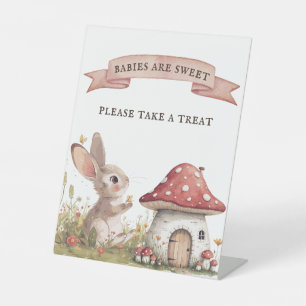 Take a Treat Vintage Bunny Baby Shower Pedestal Sign