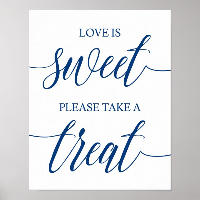 Take A Treat  Wedding Sign Navy Blue Calligraphy (Front)