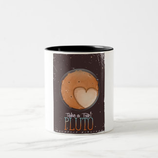 Take a trip! Pluto travel poster Two-Tone Coffee Mug