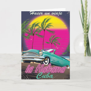 Take a Trip to Cuba reto 1985 poster Holiday Card