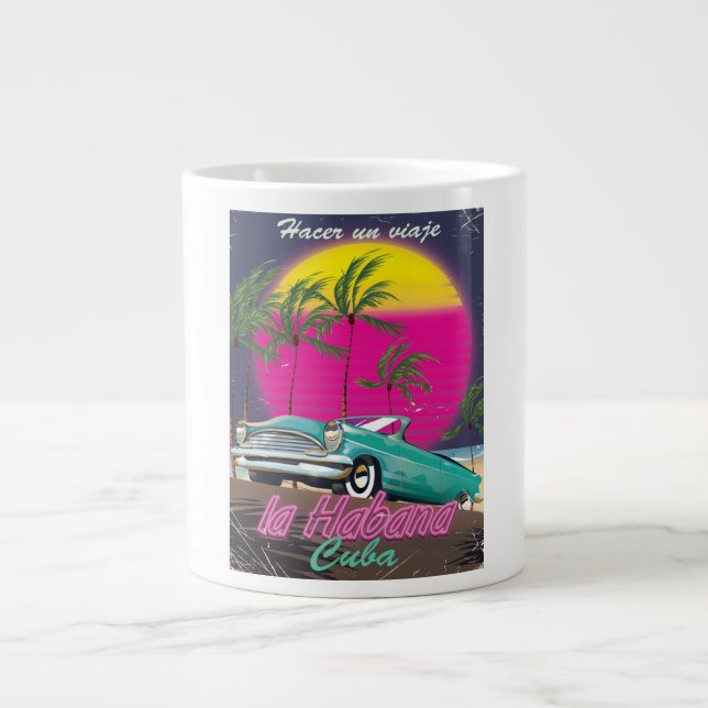 Take a Trip to Cuba reto 1985 poster Large Coffee Mug (Front)