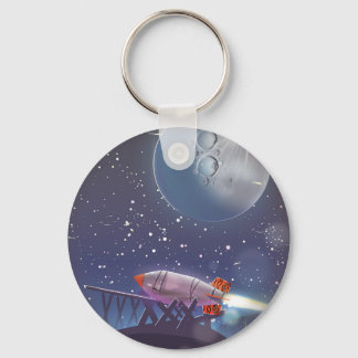 Take a Trip! Visit the Moon vintage cartoon poster Key Ring